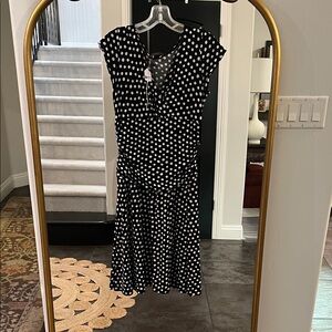 Elegant Black and White Polka Dot Dress